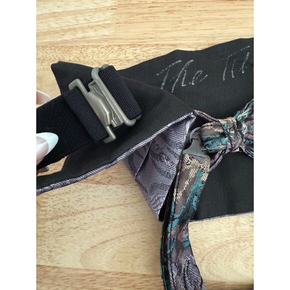 The Tie Rack Set of Matching Bow Tie & Cummerbund Silver Blue One Size JL - Picture 6 of 12